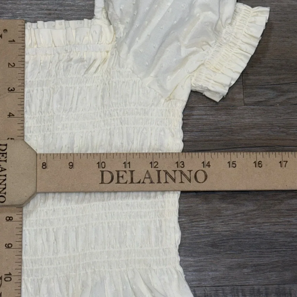 NWT Divided by H&M Smocked Poplin Dress Womens Small Cream Ivory Colorway
